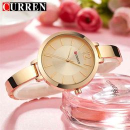 CURREN Top Women Quartz Watch Luxury Brand Ladies Rose Gold Wristwatch Dress watches waterproof Clock For Girl Relogio Feminino 210517