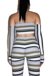 XLLAIS Print Striped Party Tank Tops High Waist Shorts Sets Women Sexy Strapless Vests Birthday Pants Outfits Tracksuits Y0625