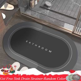Super Absorbent Bath Mat Quick Drying Bathroom Rug Non-slip Entrance Doormat Nappa Skin Floor Mats Toilet Carpet Home Decor 211130