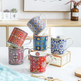 Becher marokkanischer Becher Böhmischer Kaffeefrühstück Gold Kreatives Paar Geschenk Keramik Küche Essbar Getränkewaren