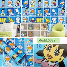 Wall Stickers pvc thick self-adhesive wallpaper cartoon girl heart warm children's room Doraemon bedroom sticker size 10m*45cm