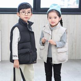 Thicken Winter Baby Girls Warm Outerwear Waistcoat Children Sleeveless Jacket Girl 1 Piece Kids Clothes 211203