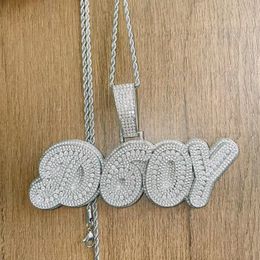 New Fashion High Quality Gold Plated Full Bling CZ Stone DIY Custom Name Letter Pendant Necklace with 3mm 24inch Rope Chain for Men Women