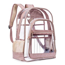 See Through Backpacks PVC Waterproof Transparent School Bag High Quality Large Capacity Backpack Solid Clear Backpack X0529