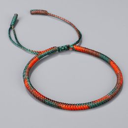 tibetan buddhist jewelry Canada - Charm Bracelets Tibetan Buddhist Handmade Knots Lucky Rope For Women Men Buddhism Braided Gradient Bangle Jewelry