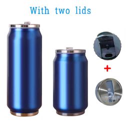 Creative stainless steel tumbler Thermos Cup with straw and lids Vacuum Flask Straw Coffee Thermal Thermoses Cans Customized 210907
