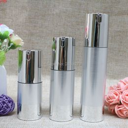 Makeup Tools Silver Wire-drawing Refillable Bottles 30ml 50ml Lotion Cosmetic Container Empty Shampoo Airless Bottle 10pcs/lothigh qty