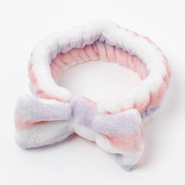 Wash Face Hair Band Solid Color Bow Headband Shower Bowknot Turban Coral Fleece Head Wrap Headbands Hairs Accessories KKB7695
