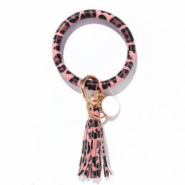 Bangle Keychain PU TasselBracelet Keyring Party Snakeskin Leather Round Tassel Bracelets Keyrings ZZE5403