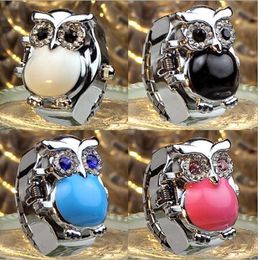 cartoon owl Ring watch creative fashion new cover students retro finger watch mix color