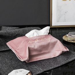 Tissue Boxes & Napkins Nordic Embroidery Velvet Fashion Box Car Tray Accessories Household Decor Storage Towel Supplies