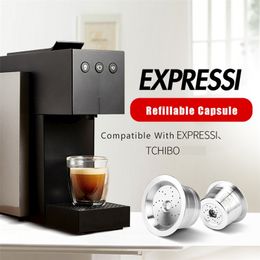 For Caffitaly Tchibo Cafissimo ALDI Expressi Refillable K-fee Coffee Capsule Pod Philtres Stainless Steel Cafeteira Tamper Spoon 210712