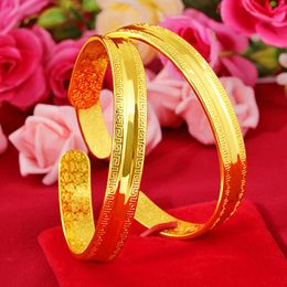 Bangle Vietnam Sand Gold Opening For Women Great Wall Pattern Bracelet Copper Plated Frosted Fashion Jewellery