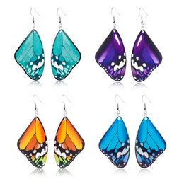 Gradient Resin Butterlfy Wing Drop Earrings for Women Trendy 2021 Simulation Insect Dangle Earrings Acrylic Jewellery Blue Purple