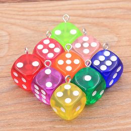 cabochon transparent UK - 14X17MM 11 Color Transparent Dice Charms DIY Earring Findings Pendants Miniature Figurines Resin Craft Cabochon Making Accessories