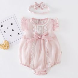 Summer Baby Girl Sleeveless Lace Rompers Kids Jumpsuit born Clothes 210429