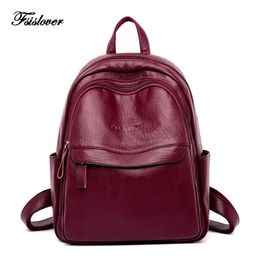 100% Genuine Leather Women Backpack Female Casual Multifunction School Bag Designer Shoulder Bag Women Travel Backpack mochila 210922