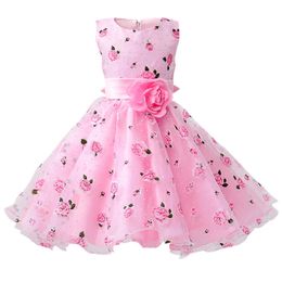 Kids Dress For Girls Summer Dresses Floral Print Baby Girl Wedding Party Christmas Clothing Children Birthday Princess Dress Q0716