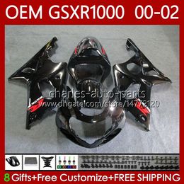 OEM Factory black Bodywork For SUZUKI K2 GSX R1000 GSXR 1000 CC 2001 2002 2002 Body 62No.84 GSXR1000 GSX-R1000 01-02 1000CC GSXR-1000 00 01 02 Injection Mould Fairing kit