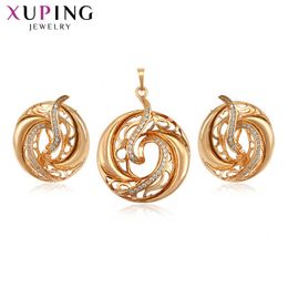Xuping Big Round Exquisite Jewellery Sets for Women Gold Colour Plated Ancient Environmental Copper Colourful Gifts 65409 H1022