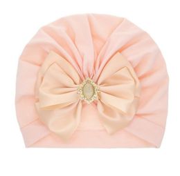 Newborn Turban Hospital Hat Infant Baby Caps with Bow Big Colourful Diamond Soft Cotton Cute Nursery Beanie Head Wrap 0-3Y