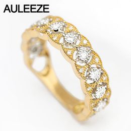 natural toner NZ - Cluster Rings AULEEZE Vintage Lace Design Natural Diamond Wedding For Women 18K Two Tone Gold Anniversary Band Fine Jewelry Party Gift