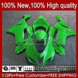 Bodywork For KAWASAKI NINJA ZX-600 full green stock ZX 6R 600 CC 600CC 6 R 07-08 Body 10No.145 ZX-6R ZX600C ZX636 2007 2008 ZX 636 ZX600 ZX-636 ZX6R 07 08 Motorcycle Fairing Kit