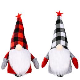 Christmas Gnome Decorations Red Buffalo Plaid Electric Faceless Doll Kids Toy Home Party Windows Ornament XBJK2108