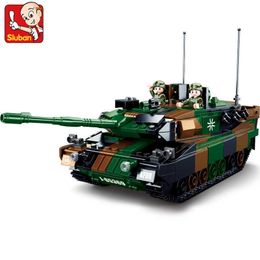 766Pcs Military Leopard 2A5 MBT Tank Assembly Model Bricks WW2 Army Soldiers Building Blocks Sets Educational Toys for Children X0902