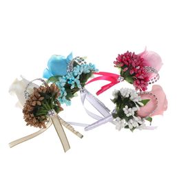Decorative Flowers & Wreaths Artificial Flower Wedding Welcome Boutonniere Fabric Ribbon Accessories Brooch 4