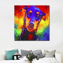 Colorful Wall Art Printing Animal Dog Painting Printed On Canvas Abstract Paintings Poster and Print for Living Room Decor