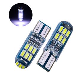 50Pcs/Lot White Silicone Bulb T10 W5W 4014 15SMD LED Canbus Error Free Car Bulbs 168 194 2825 Clearance Lamps Licence Plate Lights 12V