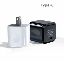 30W 15W USB C Charger Adapter type-c PD Fast Charge Little square for Xiaomi huawei samsung Mobile Phone Quick black white