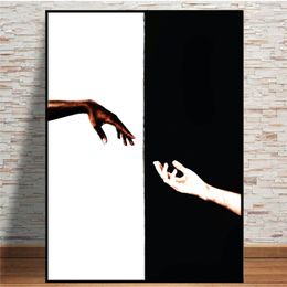 Abstract Black And White Hand In Hand Art Posters And Prints Wall Art Picture On Canvas Painting For Home Decor Living Room