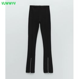 VUWWYV Black Y2K Pencil Pants Women High Waist Ottoman Leggings Fashion Streetwear Aesthetic Zip Hem Woman Trouser 210430