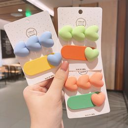 baby Girls Hairpins Children Cute children Barrettes Kids Sweet Color love Heart Shape Hair Accessories For Gifts 2Pcs/Set D242