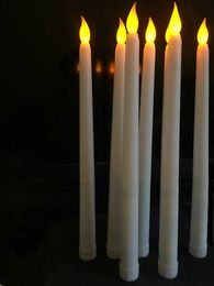 50pcs Led battery operated flickering flameless Ivory taper candle lamp candlestick Xmas wedding table Home Church decor 28cm(H) SH190924