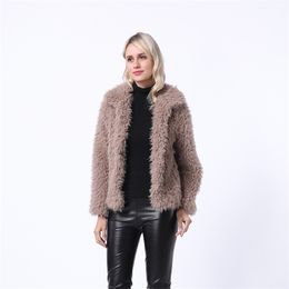 winter casual lamb wool thickened loose imitation cashmere coat women's fur on the whole 211207