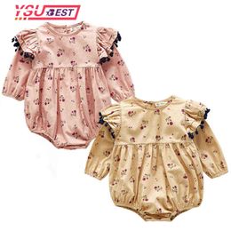 Newborn Cute Outfits Overalls Fashion Lovely Tassel 2020 Newborn Baby Twin Spring Clothes Girl Floral Bodysuit Jumpsuit Outfits G1221