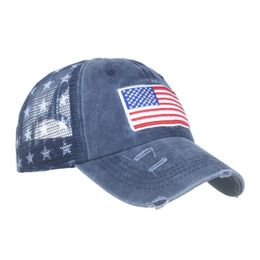 USA Cowboy Hats Trump American Baseball Caps Washed Distressed US Flags Stars Mesh Cap Sunshade Party Hat GYL46