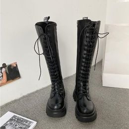 Women Boots Black Platform Shoes Over the Knee Womens Boot Leather Shoe Trainers Sports Sneakers Size 35-40 06