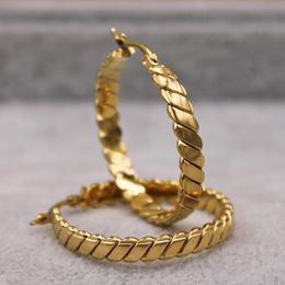 Fashion Round Hip Hop Large Hoop Earrings For Women's Gold Plated Filled Women Jewelry Accessories Wedding & Huggie