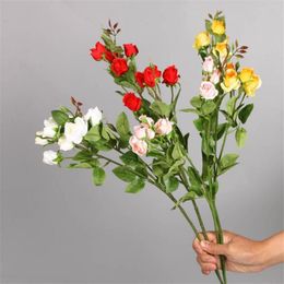 Decorative Flowers & Wreaths 7Pcs Fake Single Valentine Rose (2 Stems/piece) 27.95" Length Simulation Rosebud For Wedding Home Artificial