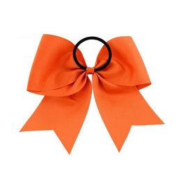 2022 new 8 Inch Large Solid Cheerleading Ribbon Bows Grosgrain Cheer Bows Tie With Elastic Band/Girls Rubber Hair Band Beautiful