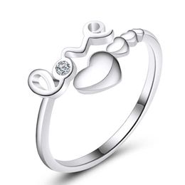 Womens Rings Crystal Jewelry Love diamond inlaid silver ring letter love heart Cluster For Female Band styles