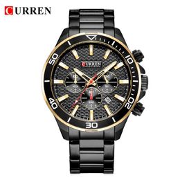 New Watch for Men Casual Military Quartz Sports Wristwatch Curren Brand Fashion Chronograph Stainless Steel Male Clock Relojes Q0524