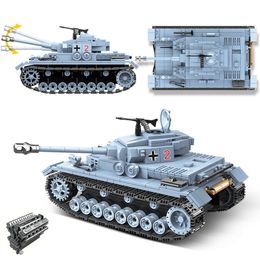 716pcs WW2 Military German No.4 Medium Tank Soldier City Weapon Building Blocks Police bricks DIY Toys Gifts for children Kids Q0624