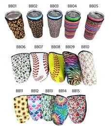 Baseball Reusable Coffee Cup Sleeve Cactus Water bottle Drinkware Handle Neoprene Sleeve Cover Pouch for 30oz Cup Holder T2I51741