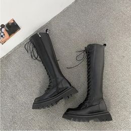 Women Boots Black Platform Shoes Over the Knee Womens Boot Leather Shoe Trainers Sports Sneakers Size 35-40 10