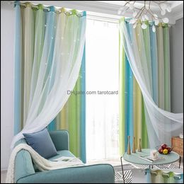 Curtain Window Treatments Home Textiles & Garden Blackout Star Curtains Stars For Kids Girls Bedroom Living Room Colorf Double Layer Drop De